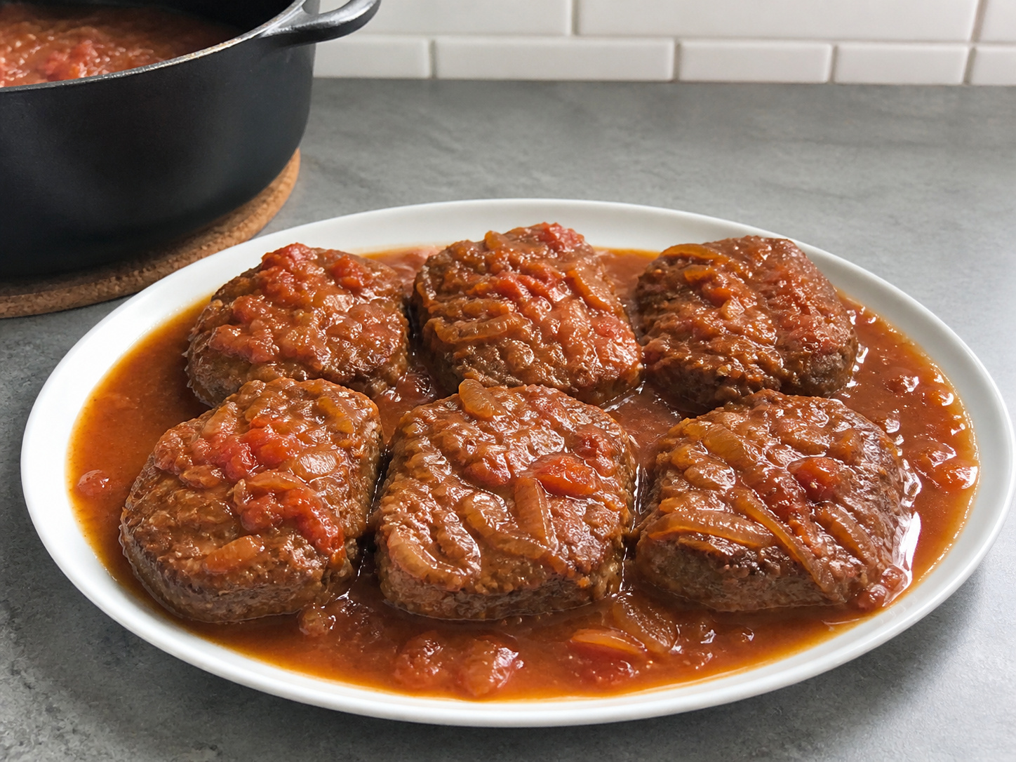 Swiss Steak with Tomato and Onions — Rest and serve