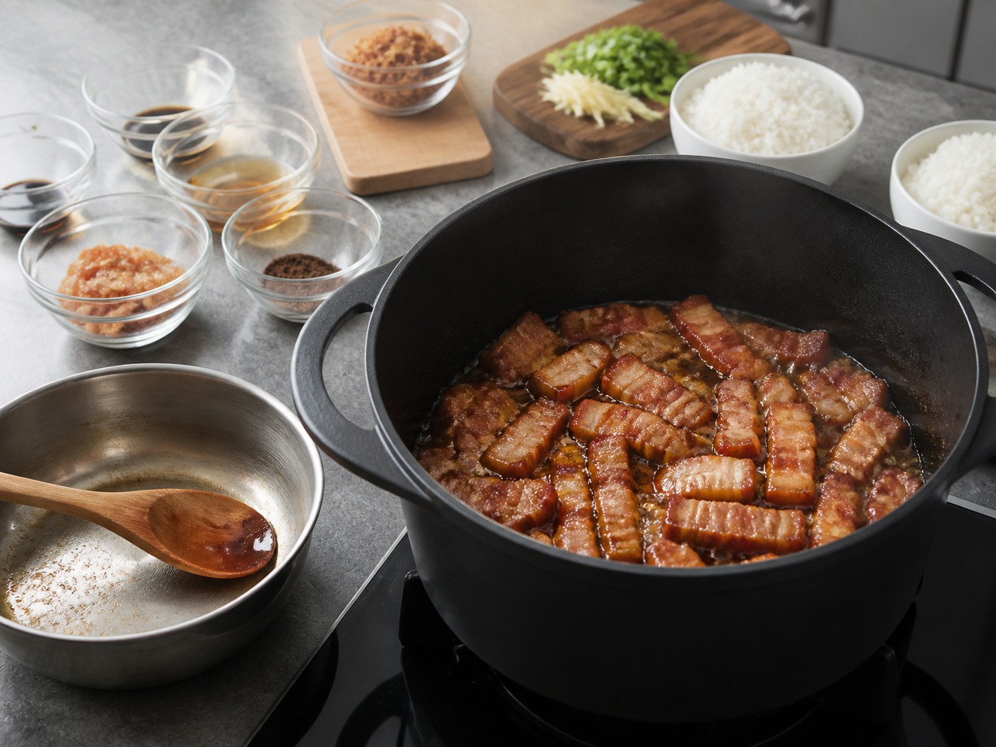 台式滷肉飯：加入米酒及滷汁