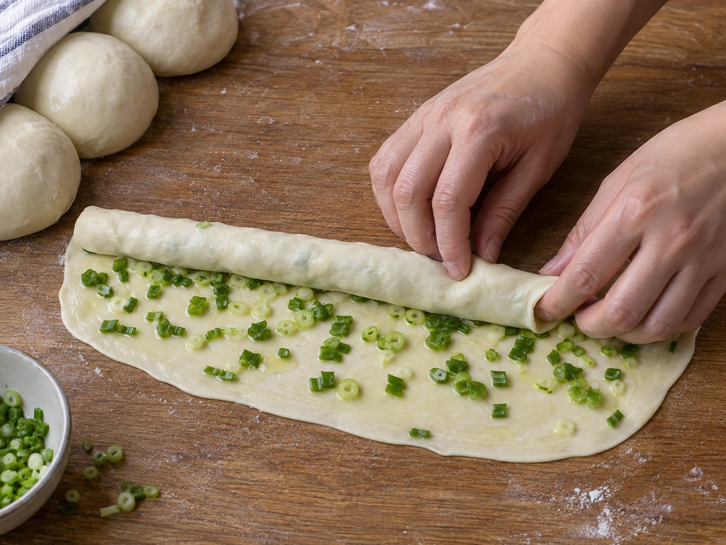 Pancake na May Sibuyas ng Taiwan — Hakbang 7
