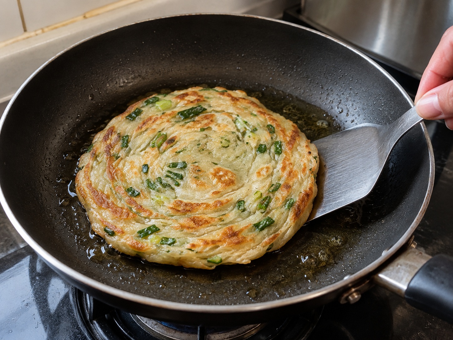 Pancake na May Sibuyas ng Taiwan — Hakbang 11