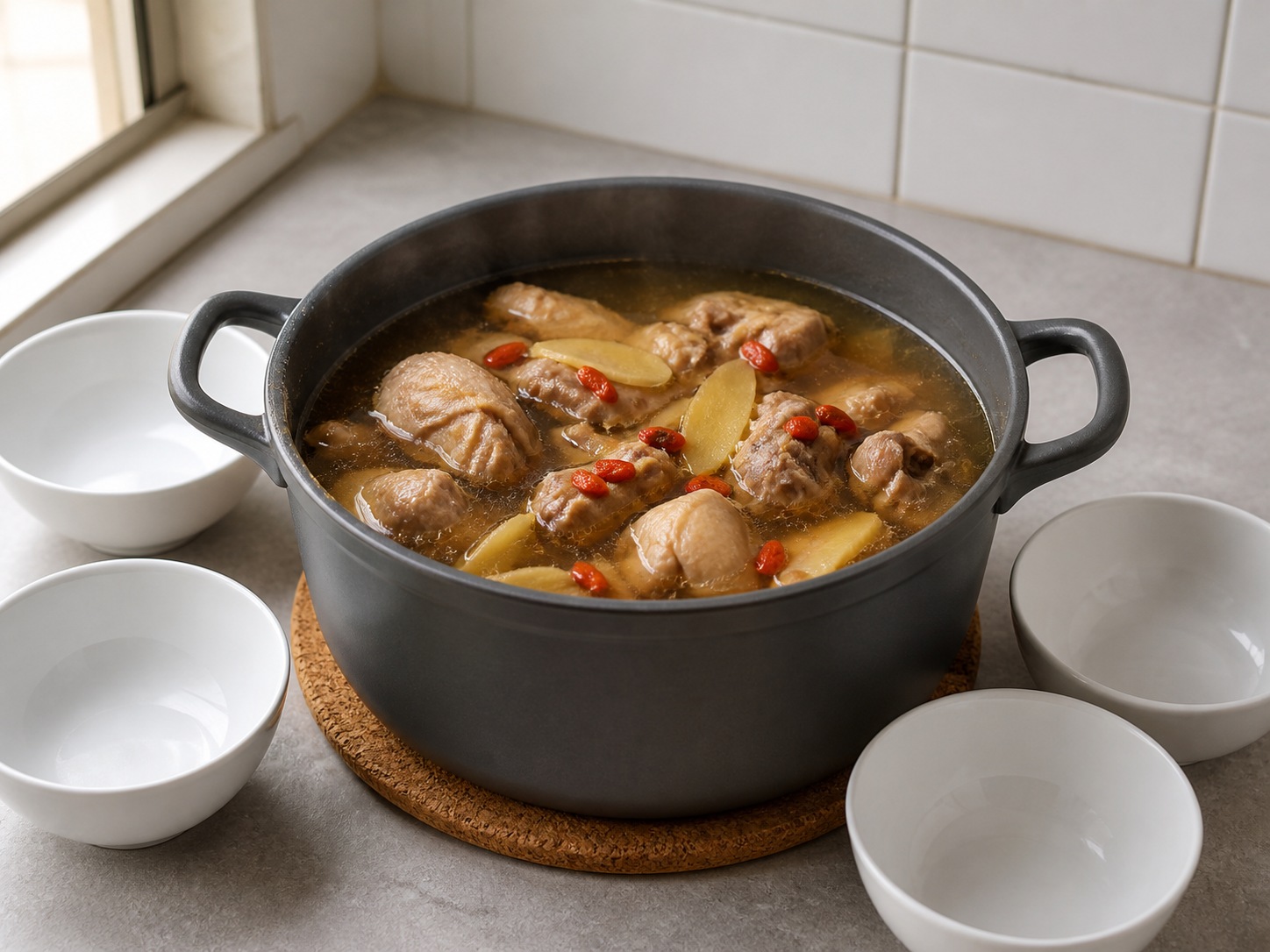 Taiwanese Sesame Oil Chicken Soup finished dish