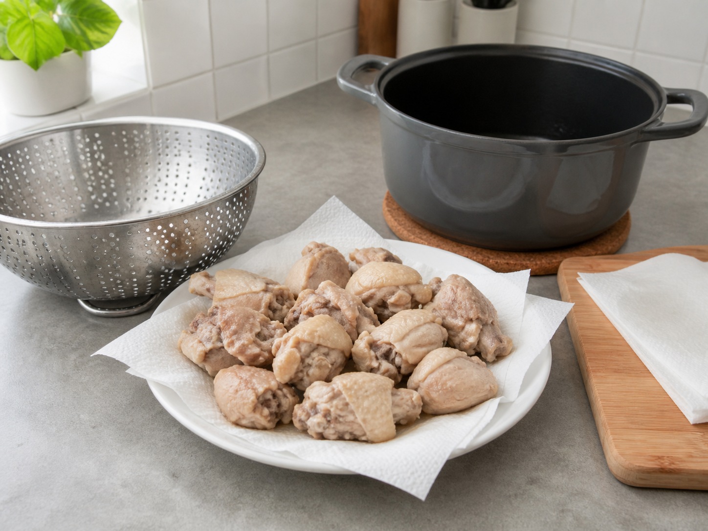 Sup Ayam Minyak Wijen ala Taiwan: Tiriskan dan keringkan
