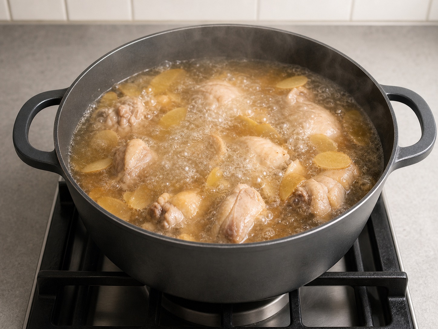Sup Ayam Minyak Wijen ala Taiwan: Tambahkan air dan didihkan