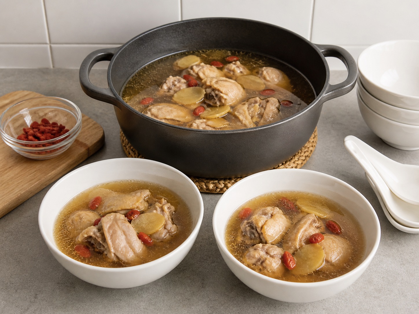 Sup Ayam Minyak Wijen ala Taiwan: Sajikan sup