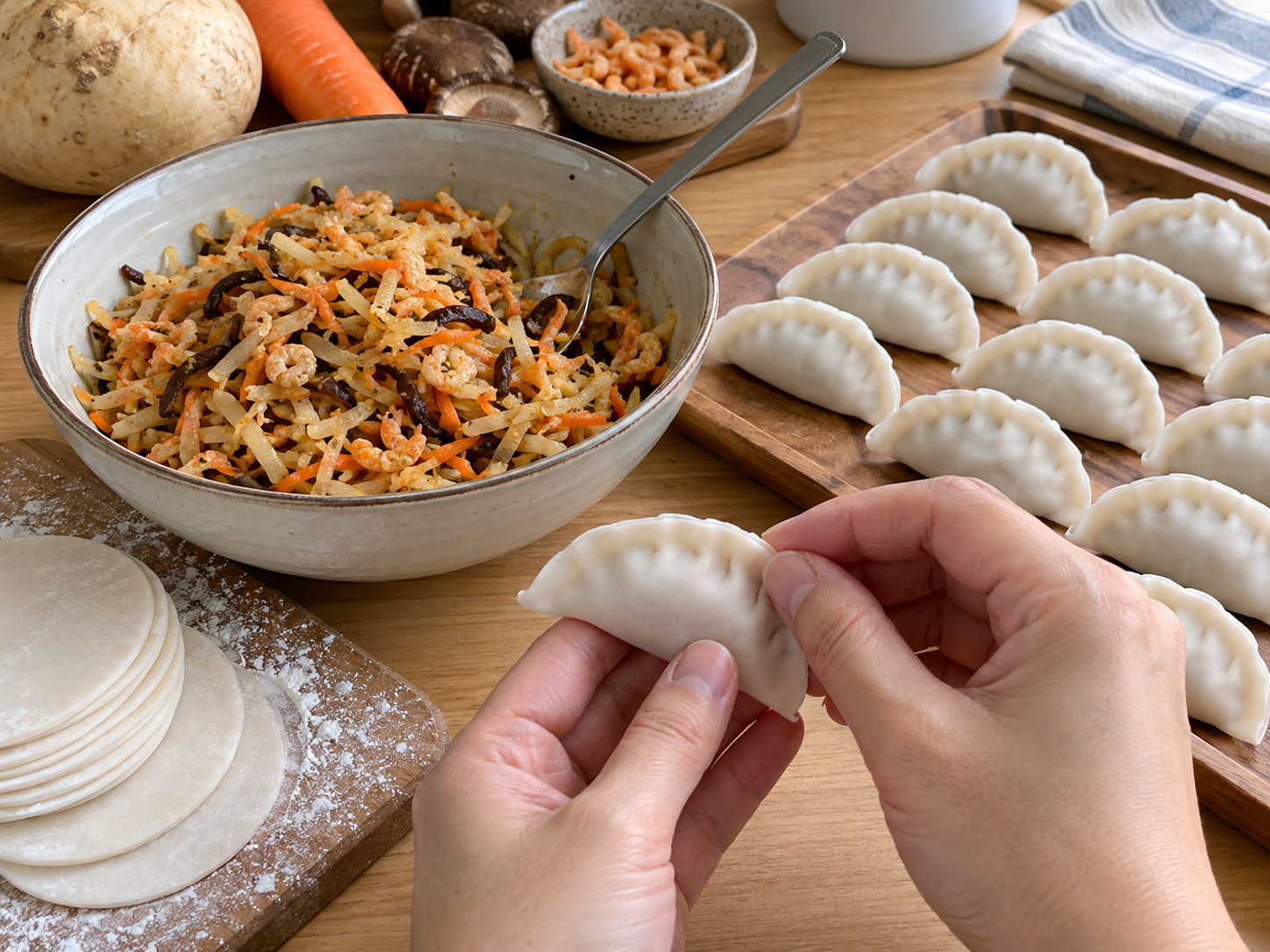 Teochew Chai Kueh na Pinasingawang Gulay Dumpling — Palamanan at isara