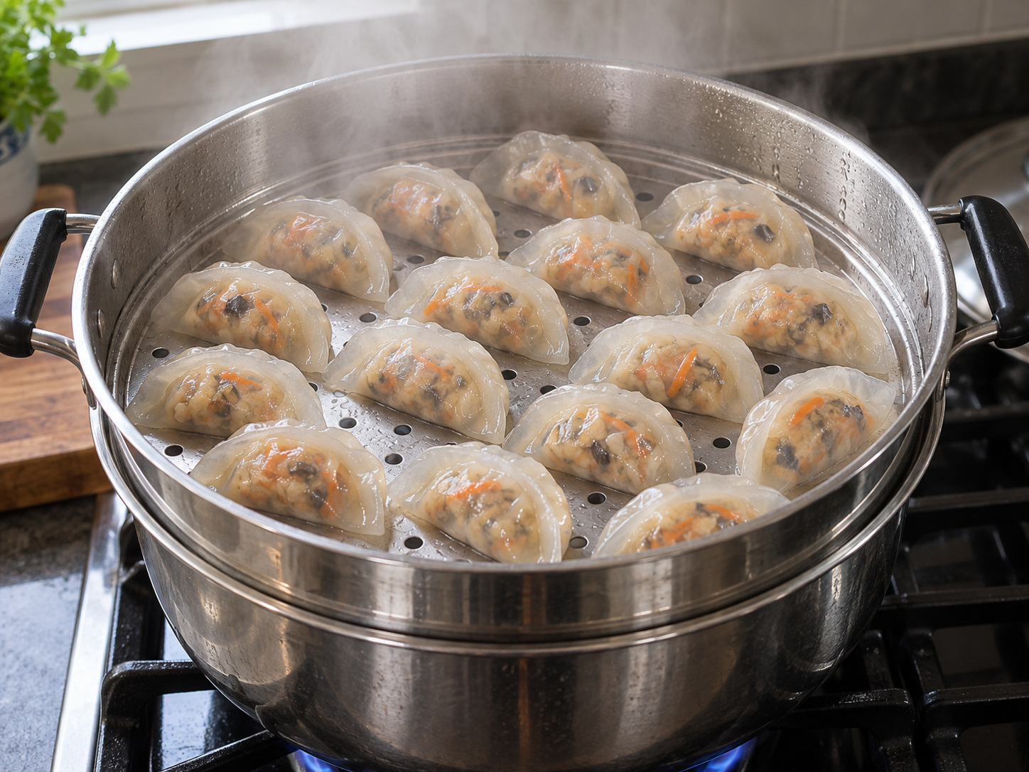 Teochew Chai Kueh na Pinasingawang Gulay Dumpling — Pasingawan hanggang malinaw