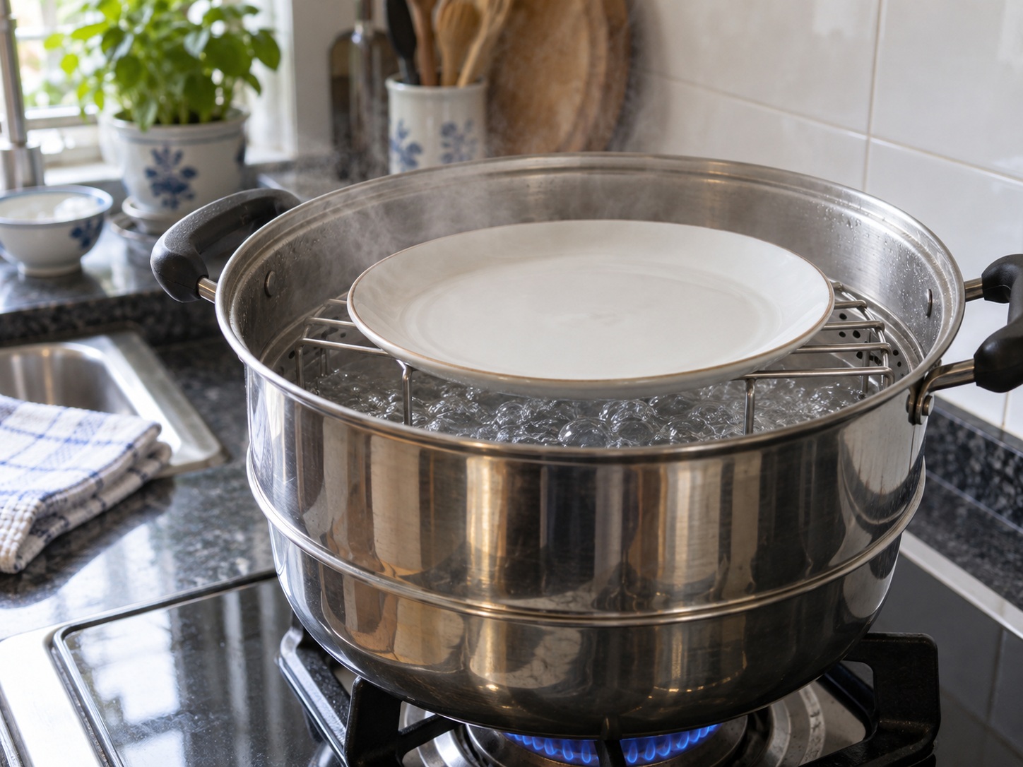 Teochew Orh Nee Taro Paste — Preheat the steamer