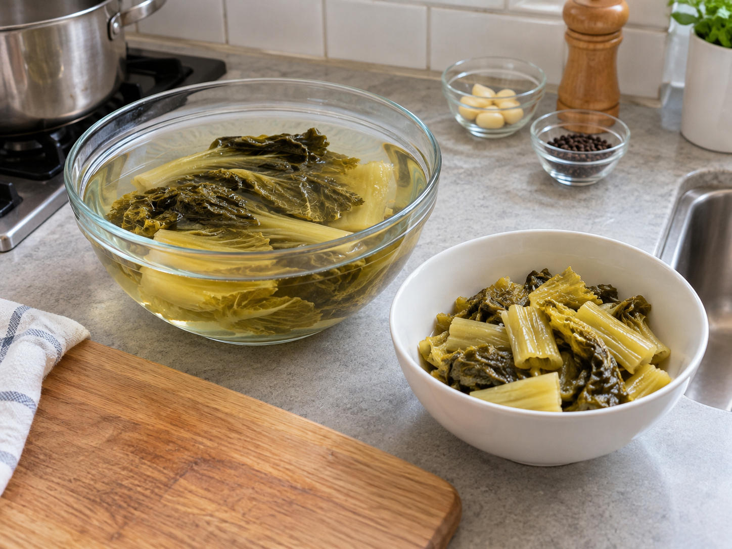 Teochew Pepper Pork Tripe Soup with Preserved Mustard Greens — Soak the mustard greens
