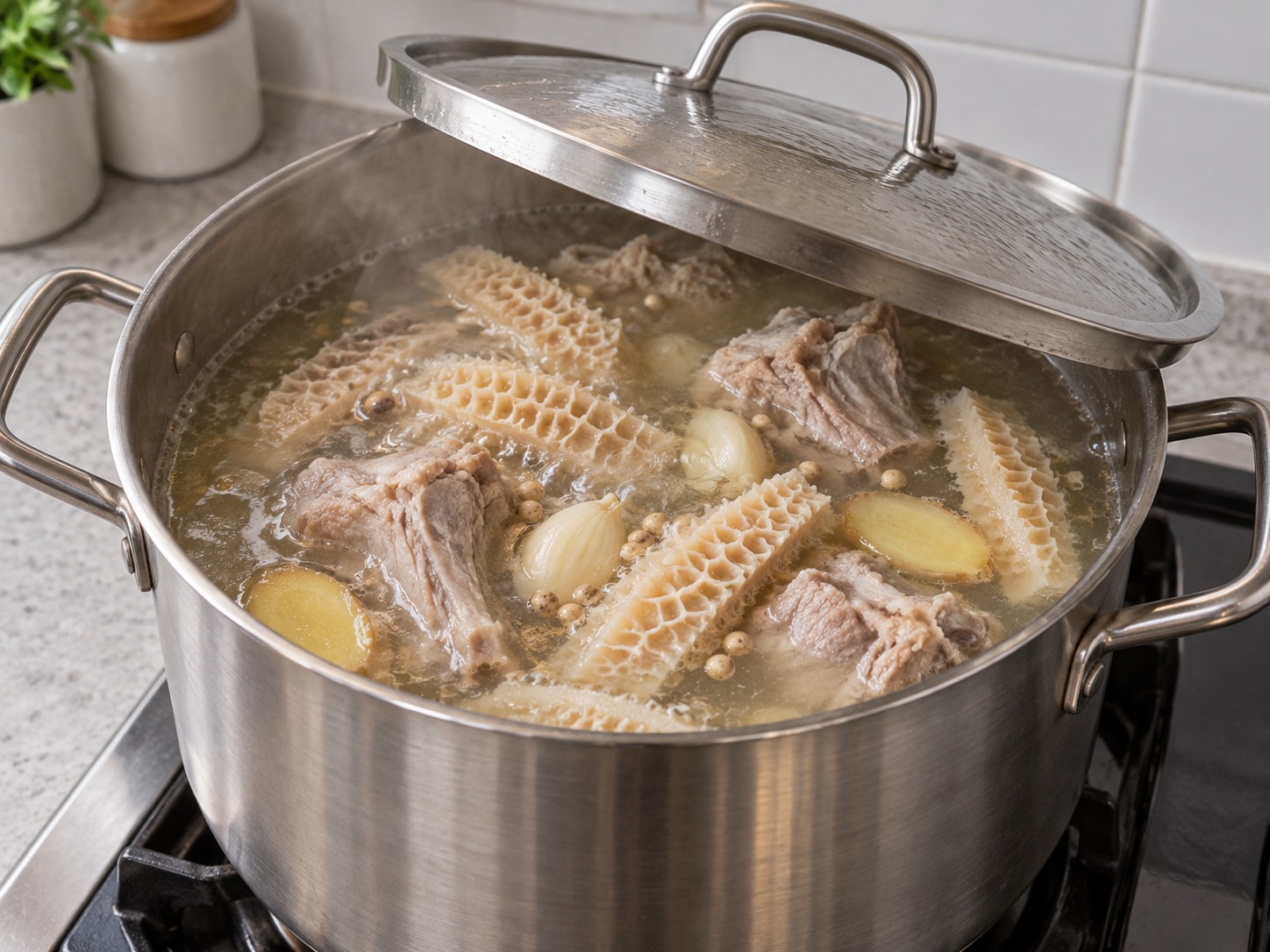 Teochew Pepper Pork Tripe Soup with Preserved Mustard Greens — Simmer slowly