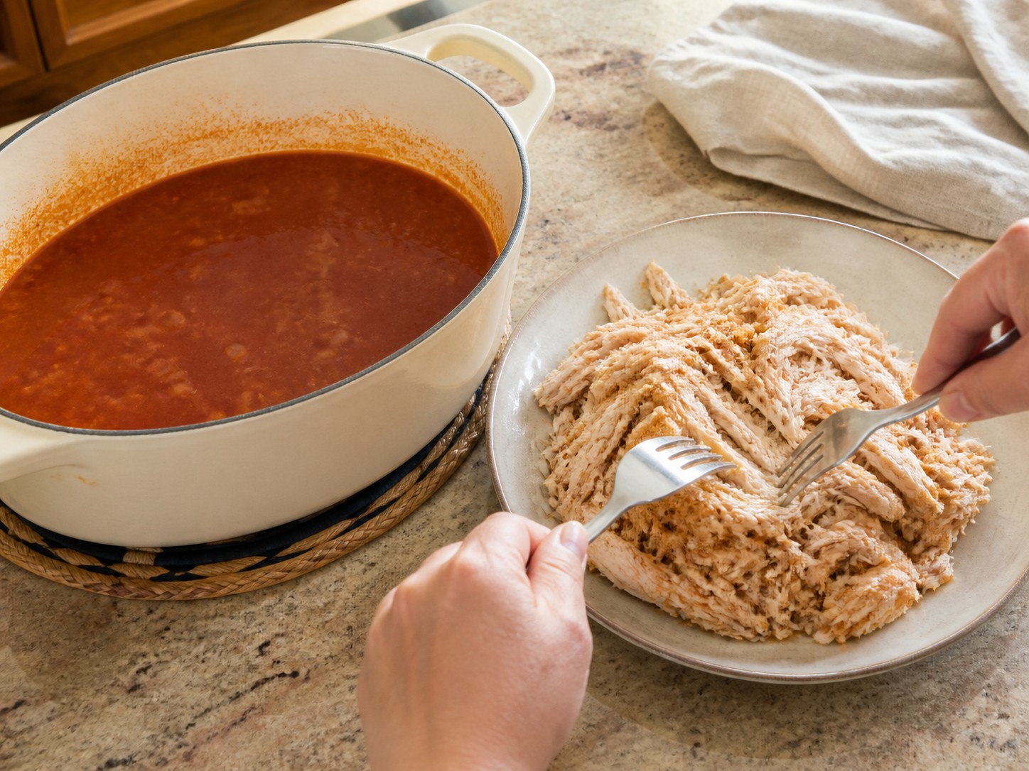 Tex-Mex Chicken Tortilla Soup — Remove and shred the chicken