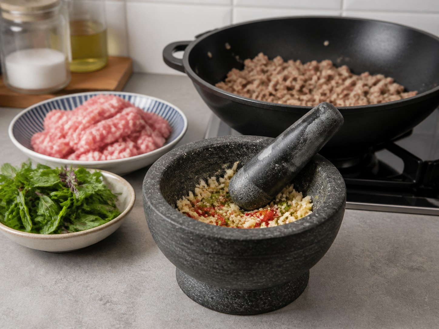 泰式香葉肉碎煎蛋飯:步驟 3