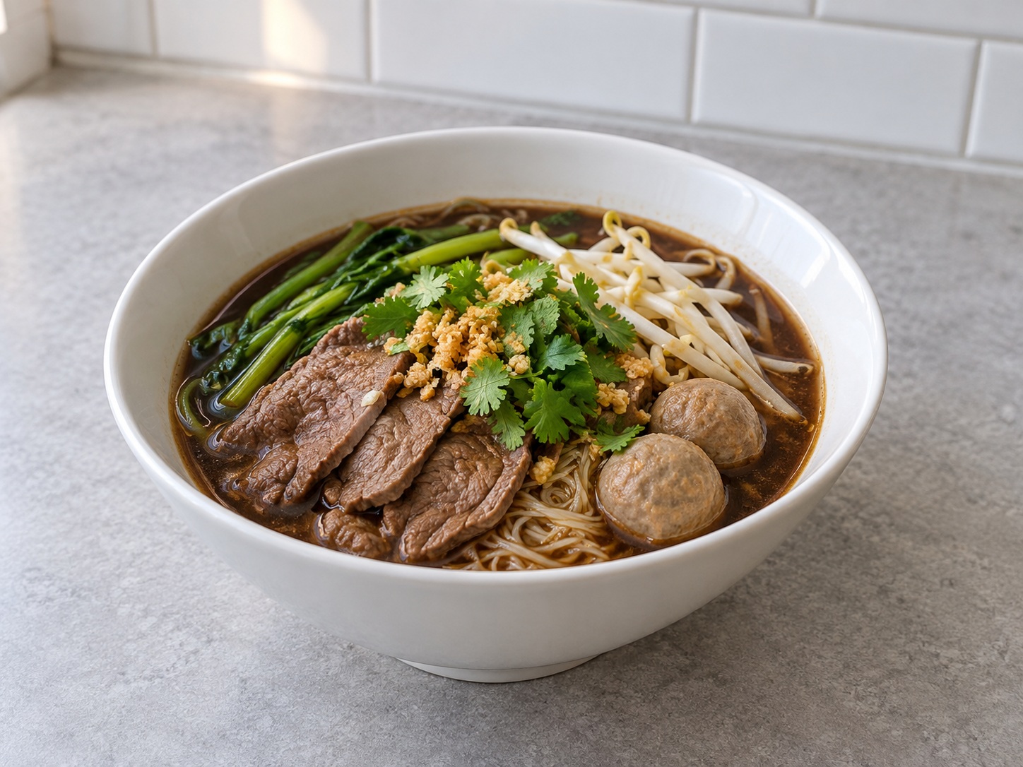 Thai Beef Boat Noodles — finished dish
