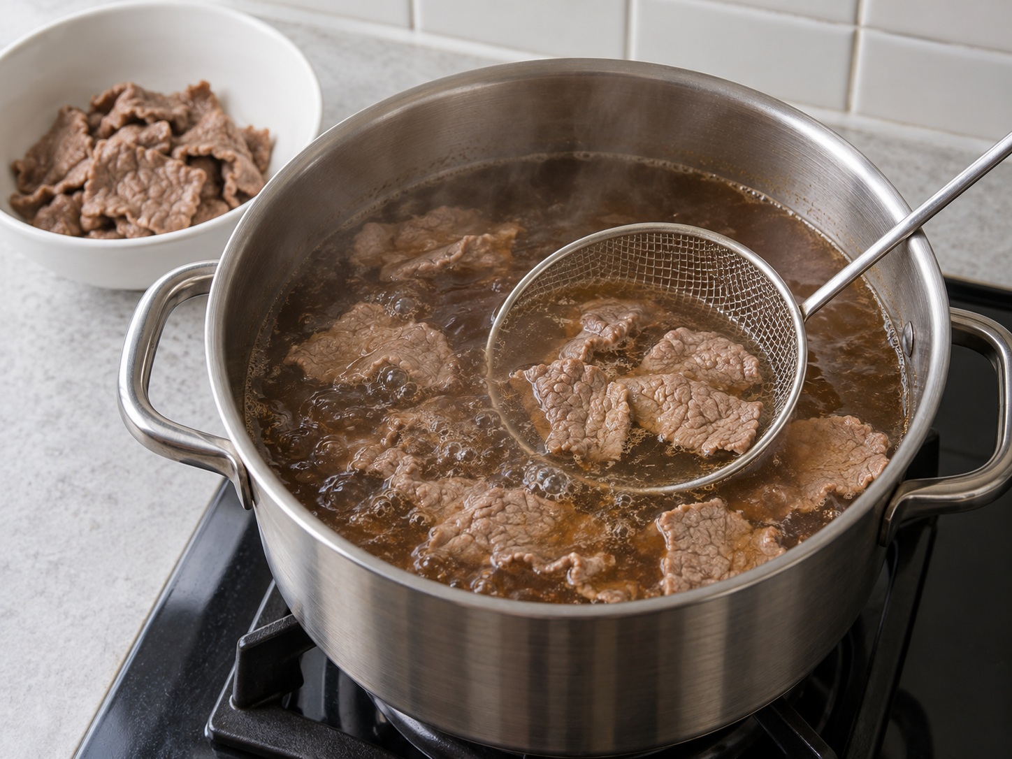 泰式香料牛肉船麵 — 煮熟牛片