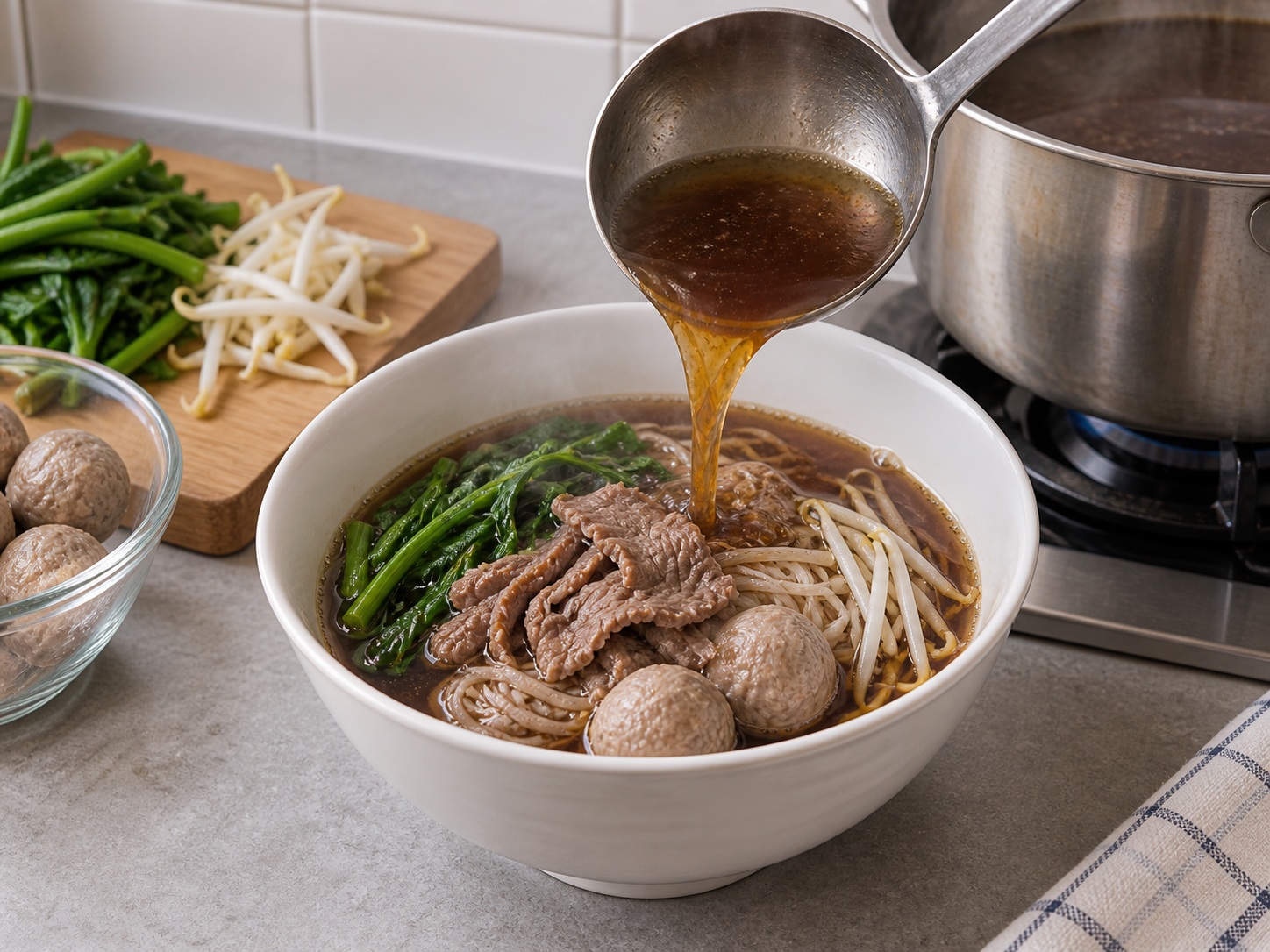泰式香料牛肉船麵 — 分湯牛丸