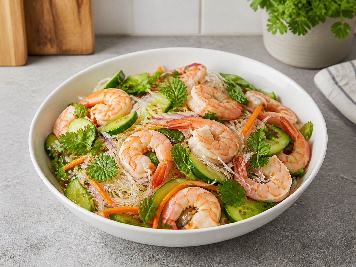 Salad Bihun Kaca dan Udang Thailand — hidangan jadi