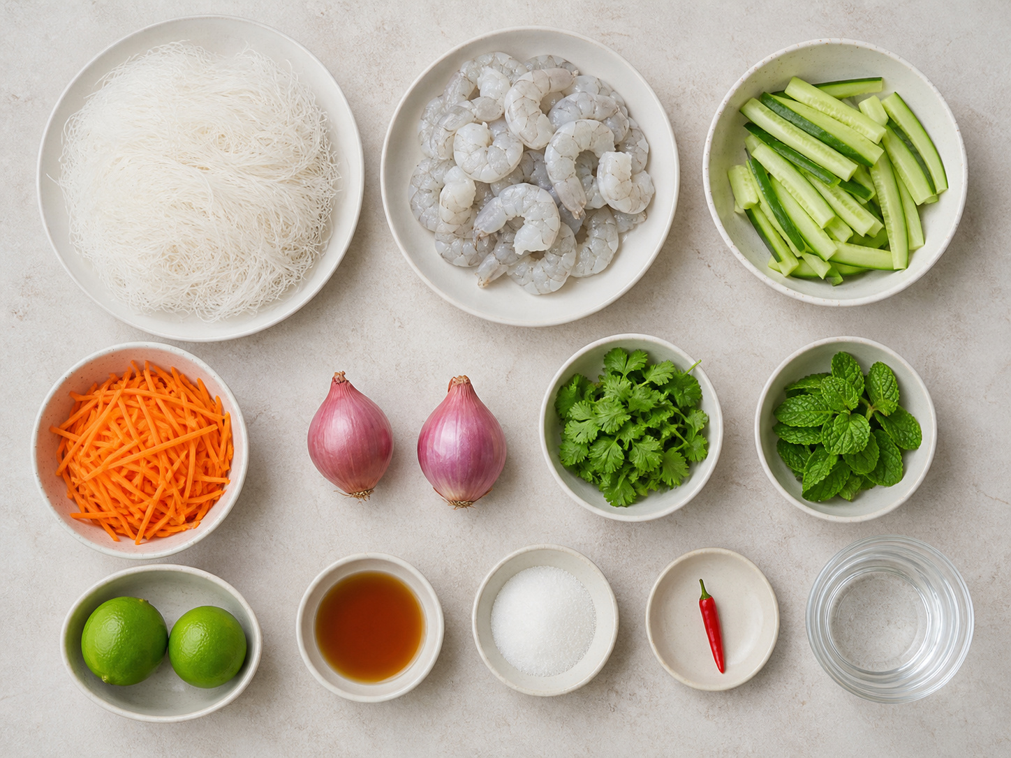 Salad Bihun Kaca dan Udang Thailand — ikhtisar bahan