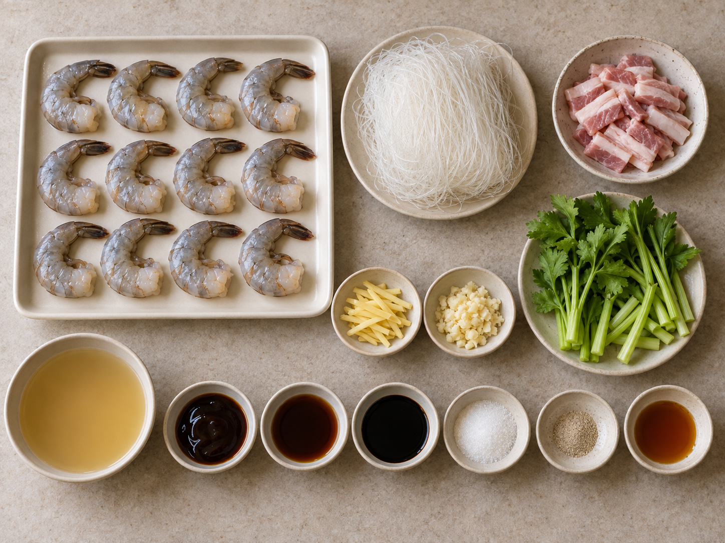 泰式鮮蝦粉絲煲 — 材料