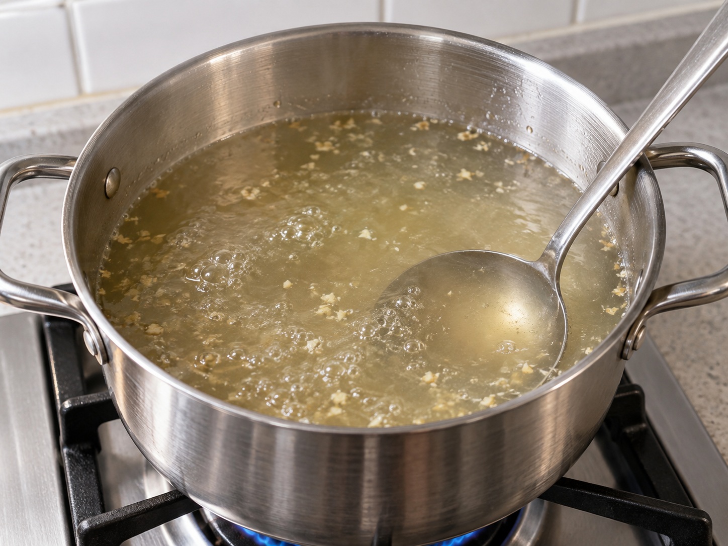 Thai Kaeng Jued Tofu and Minced Pork Soup — Heat broth
