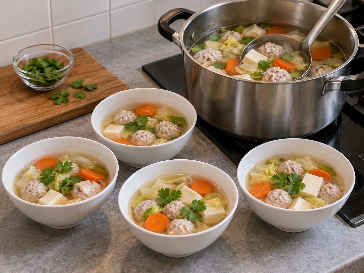 Thai Kaeng Jued Tofu and Minced Pork Soup — Serve