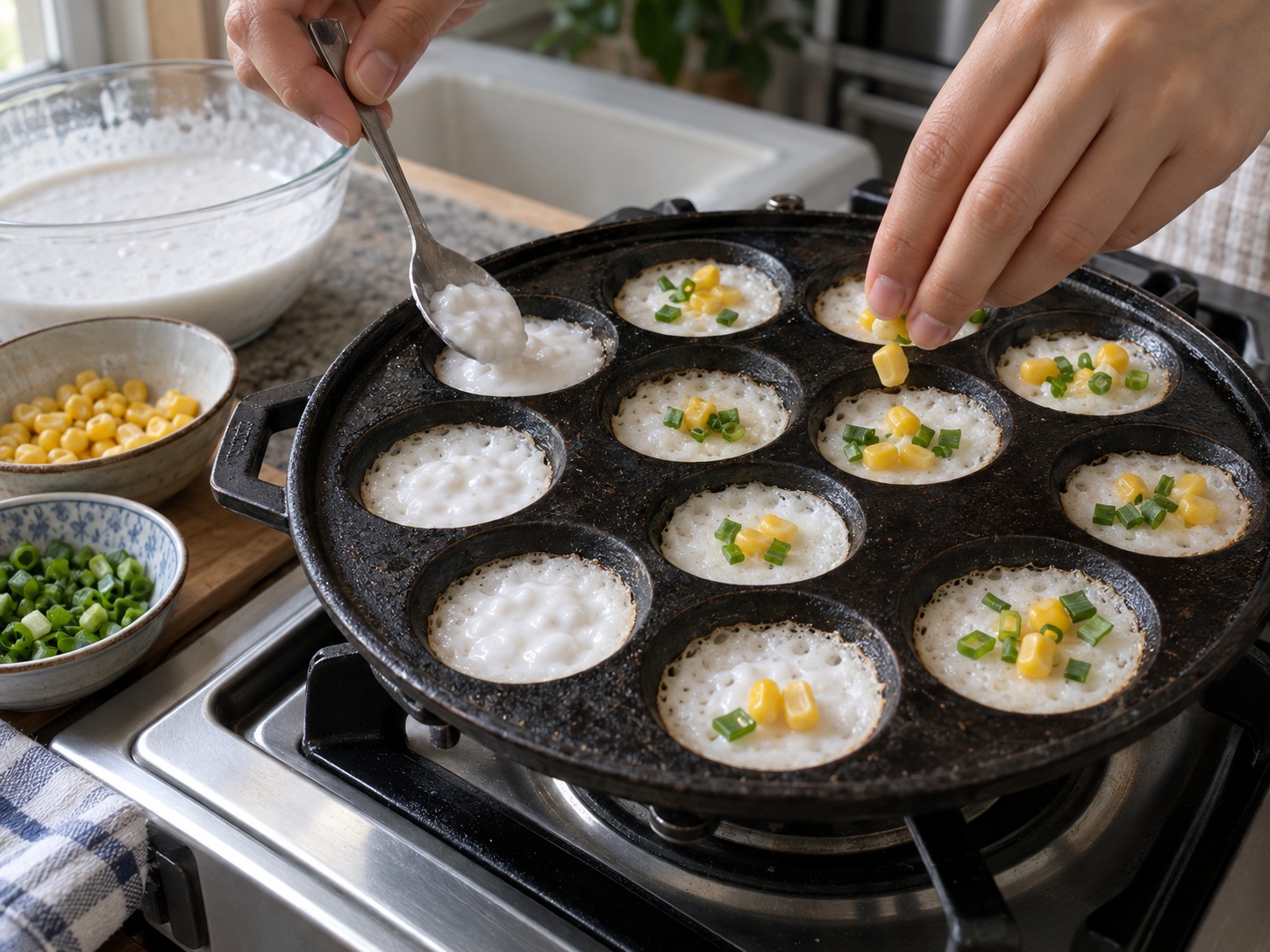 Thai Coconut Pancakes — Idagdag ang topping