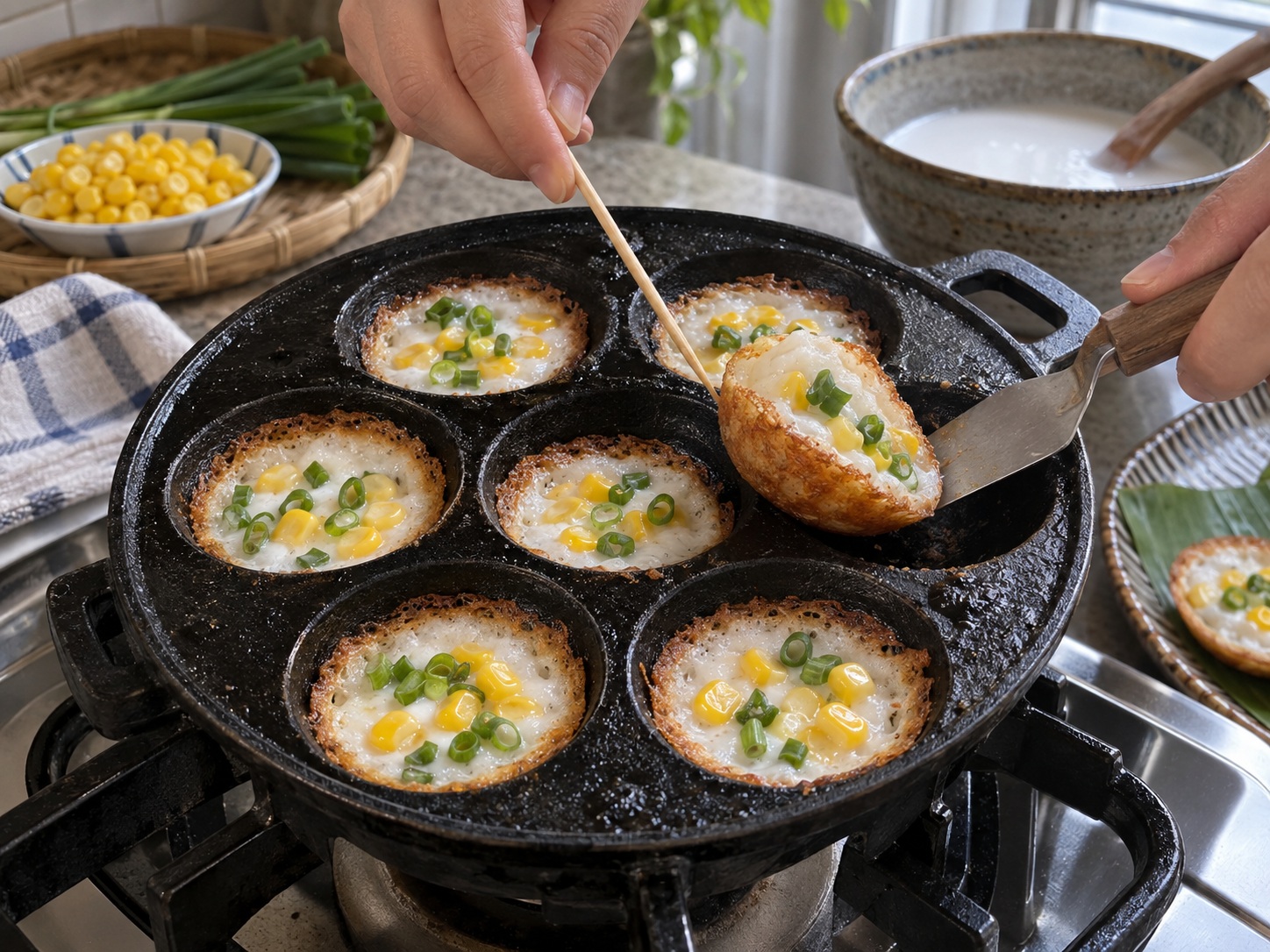 Thai Coconut Pancakes — Iangat ang kalahati