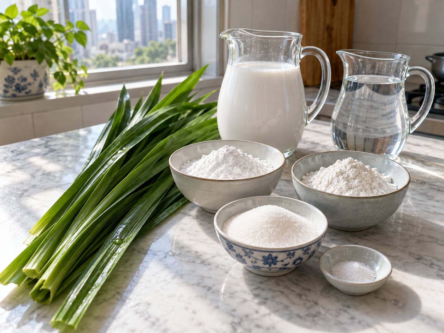 Thai Khanom Tako Pandan Coconut Pudding — ingredients