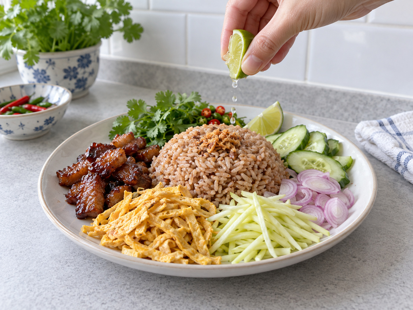 泰式蝦醬拌飯 — 完成