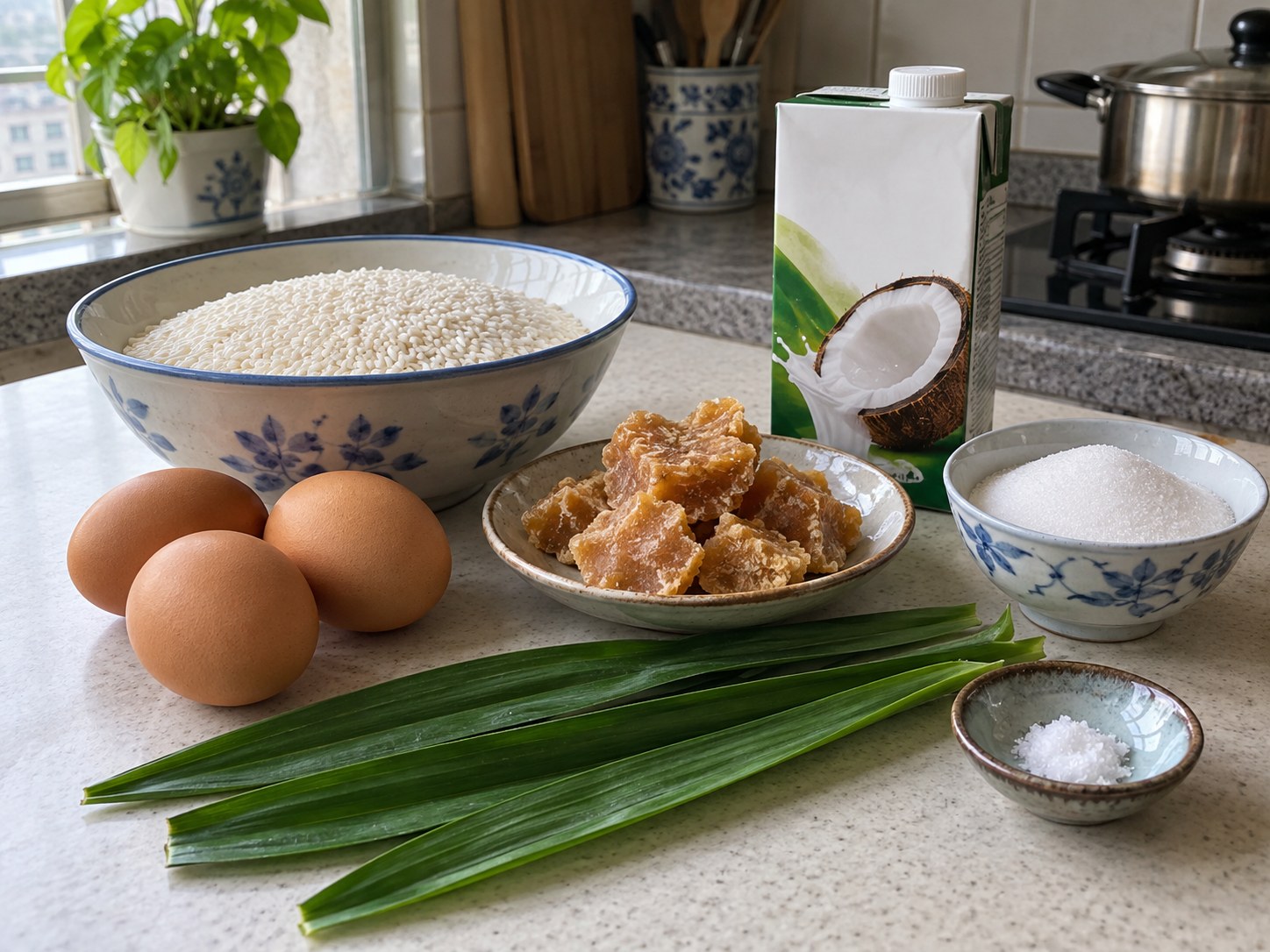 泰式椰香糯米蒸蛋布甸 — 材料