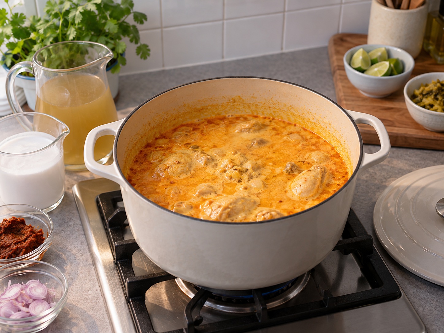 Khao Soi Mi Ayam Thailand — 7. Tuang kaldu dan sisa santan