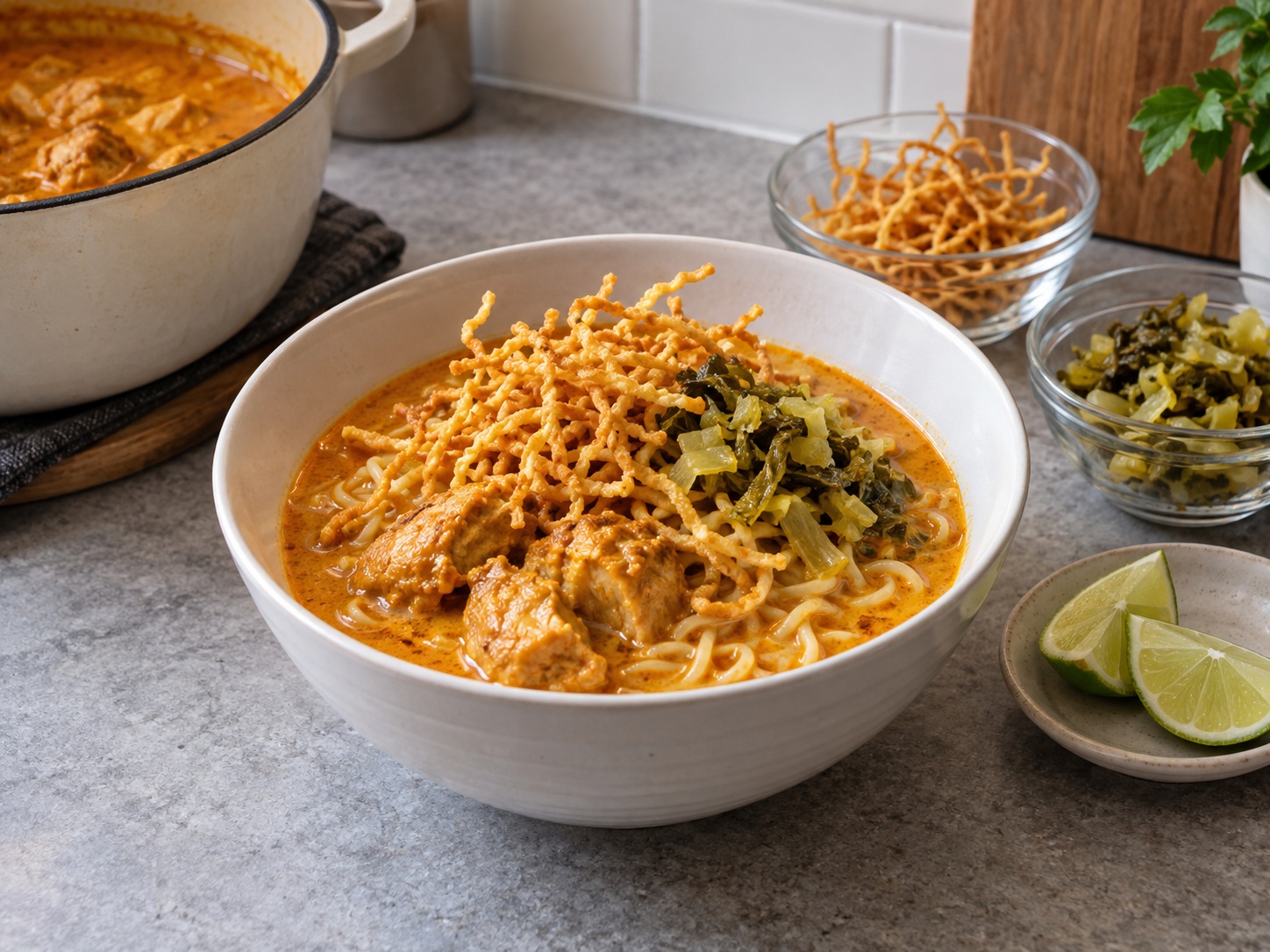 Khao Soi Mi Ayam Thailand — 12. Tuang kari ayam panas
