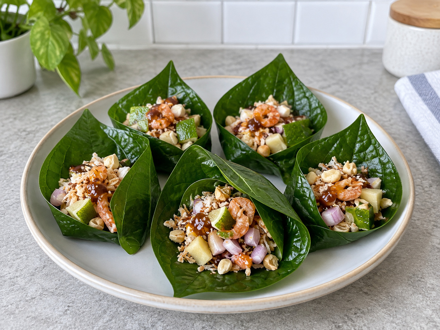 Thai Miang Kham Leaf Wraps — finished dish