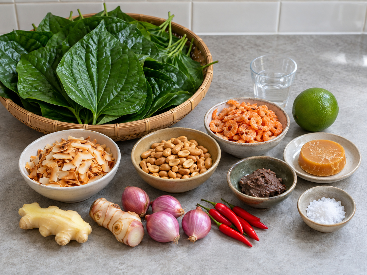 Thai Miang Kham Leaf Wraps — ingredients