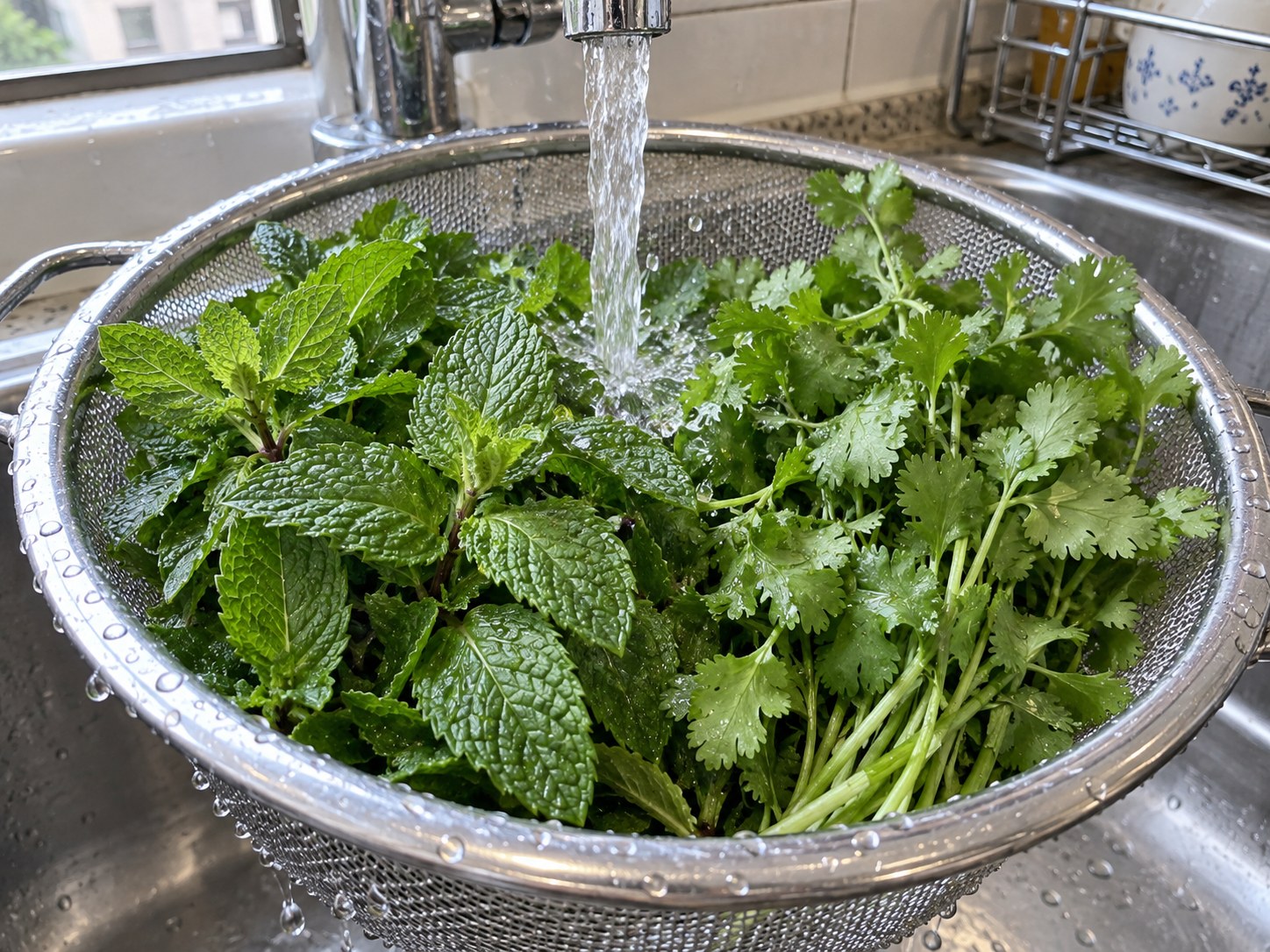 泰式烤豬肉香草沙律 — 洗淨香草