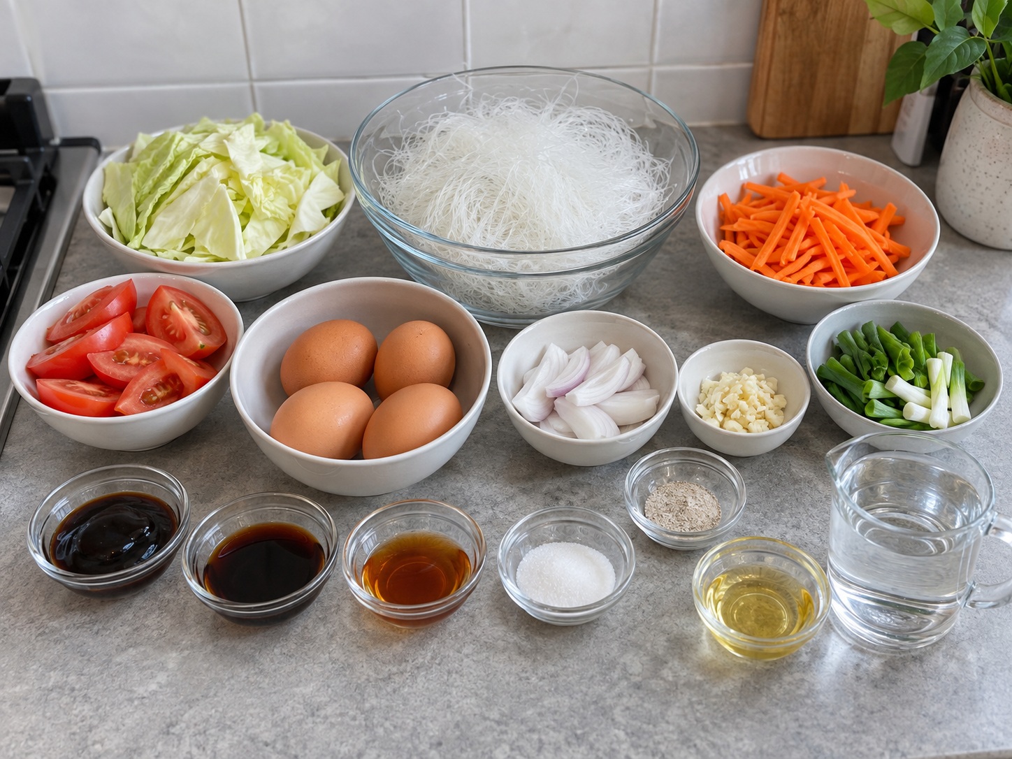 Pad Woon Sen Telur dan Sayur Thailand — bahan