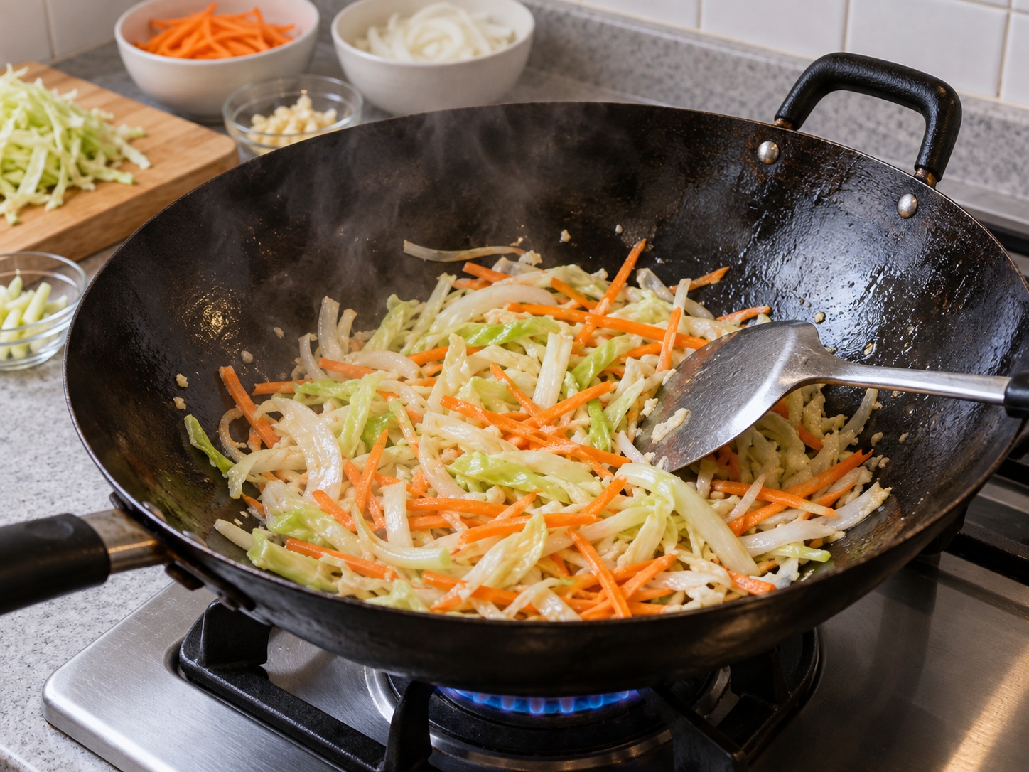 Pad Woon Sen Telur dan Sayur Thailand — Tumis sayuran