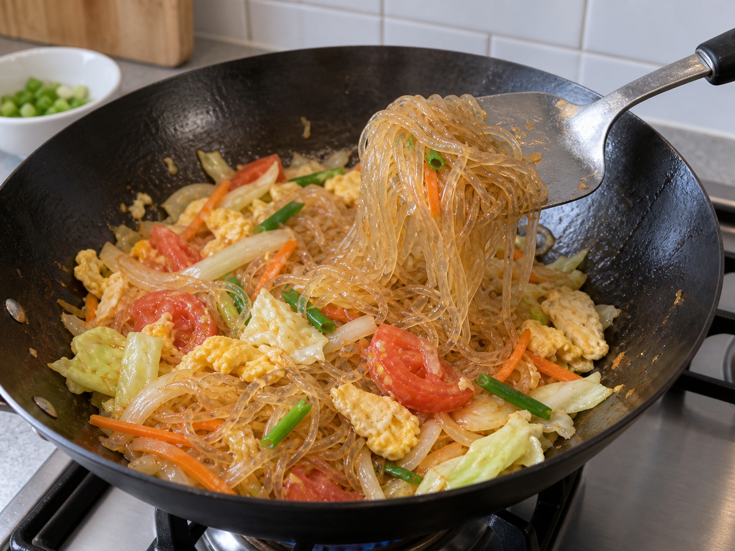 Pad Woon Sen Telur dan Sayur Thailand — Periksa soun
