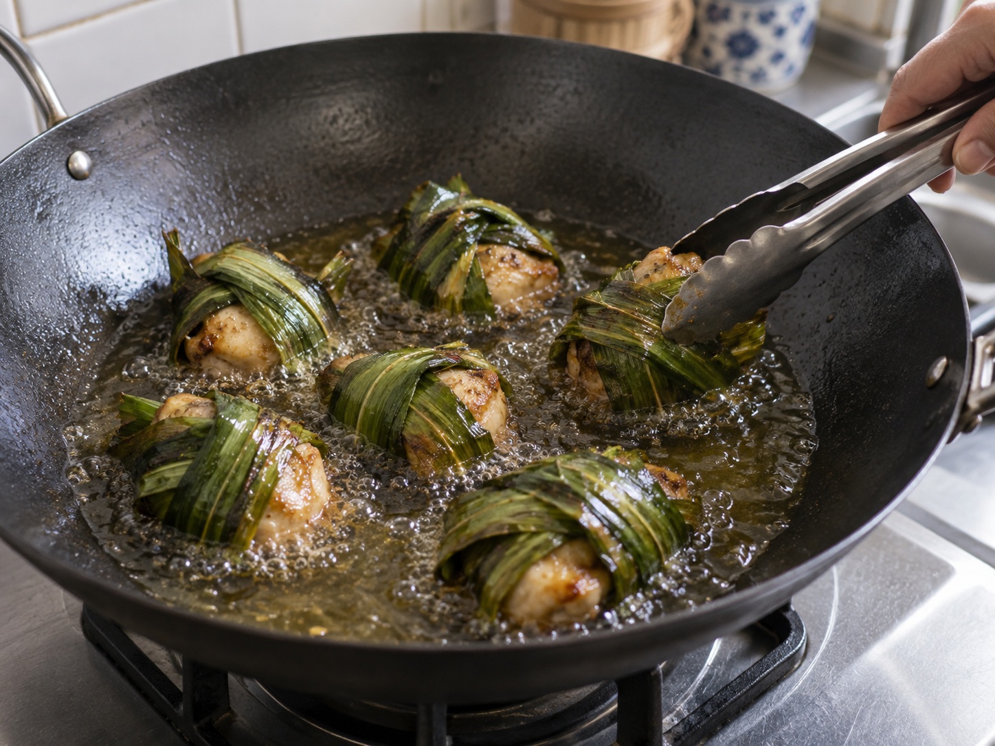 Thai Pandan Chicken — First fry