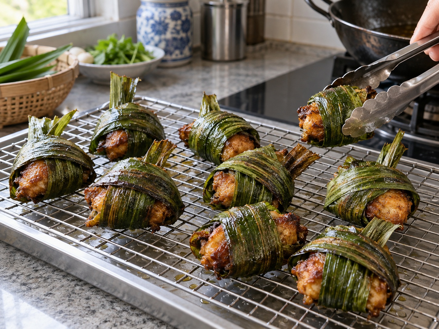Thai Pandan Chicken — Drain and rest