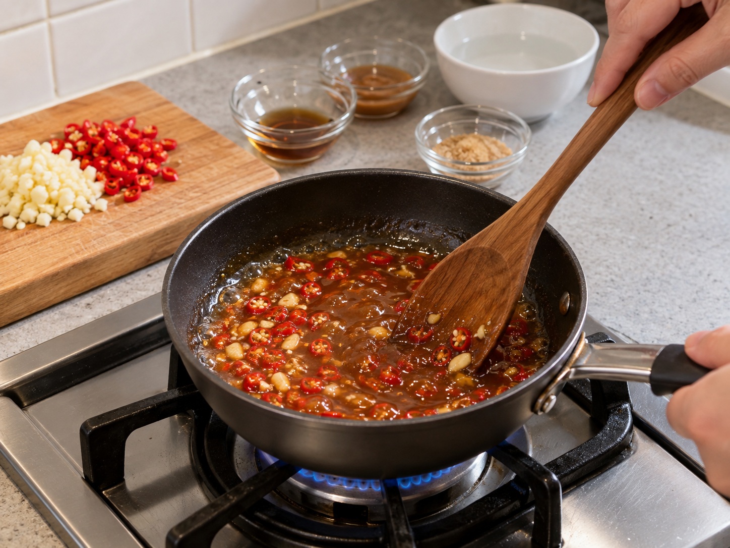 泰式脆魚淋辣椒汁 — 煮辣椒汁