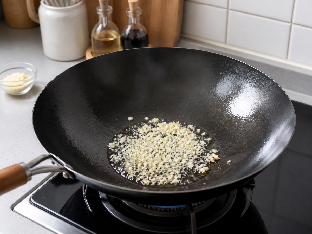 Pad Thai na may Hipon: Igisa ang bawang