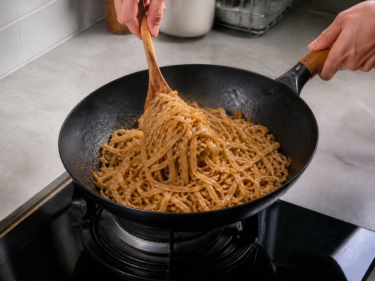 Pad Thai na may Hipon: Igisa hanggang malambot