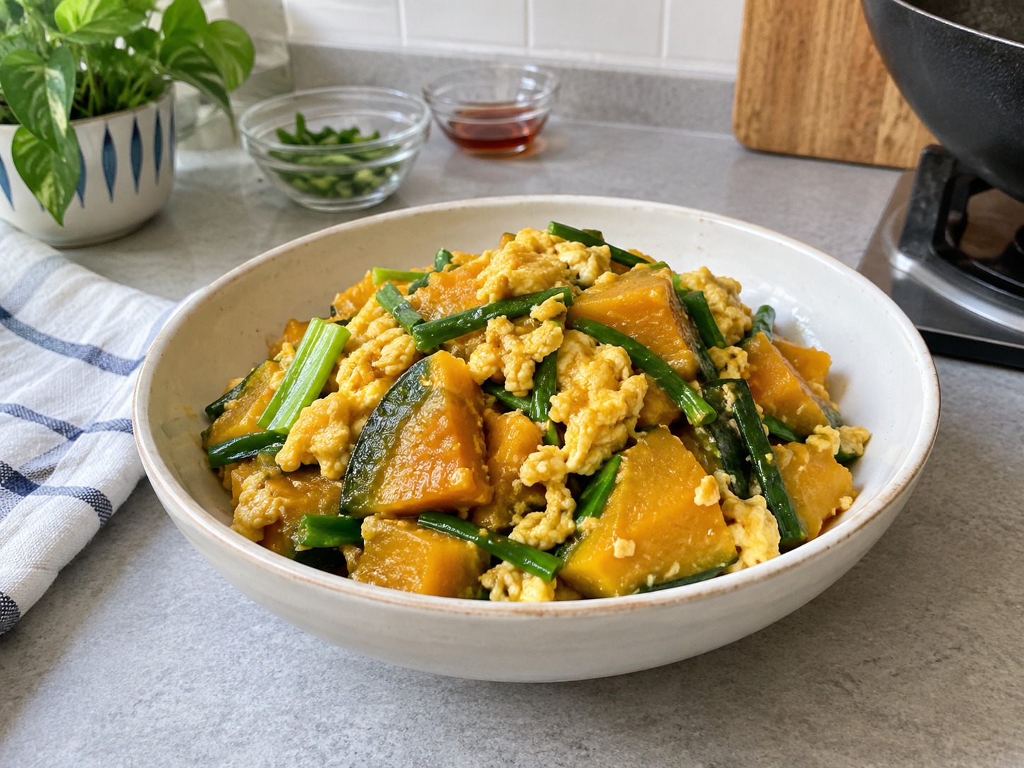 Tumis Labu dan Telur Thailand — hidangan selesai