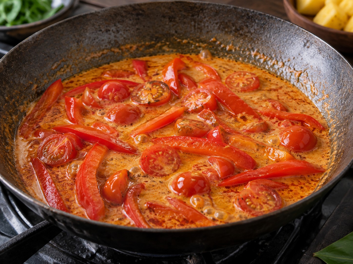 Thai Red Curry Duck with Pineapple — Cook pepper and tomato