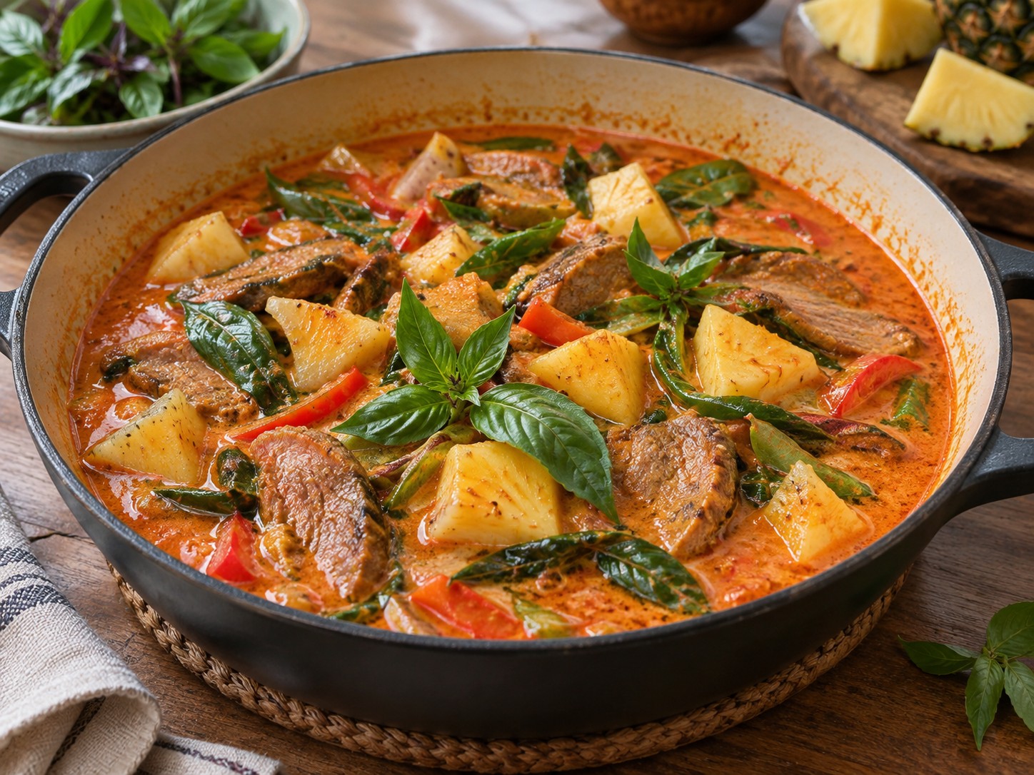 Thai Red Curry Duck with Pineapple — Add pineapple and basil