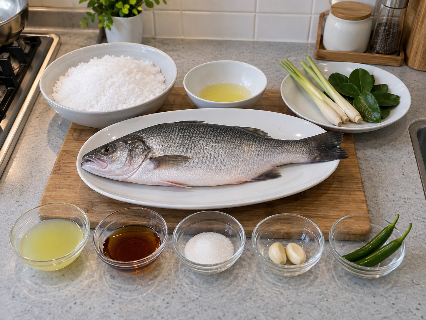 泰式鹽殼燒魚 — 材料