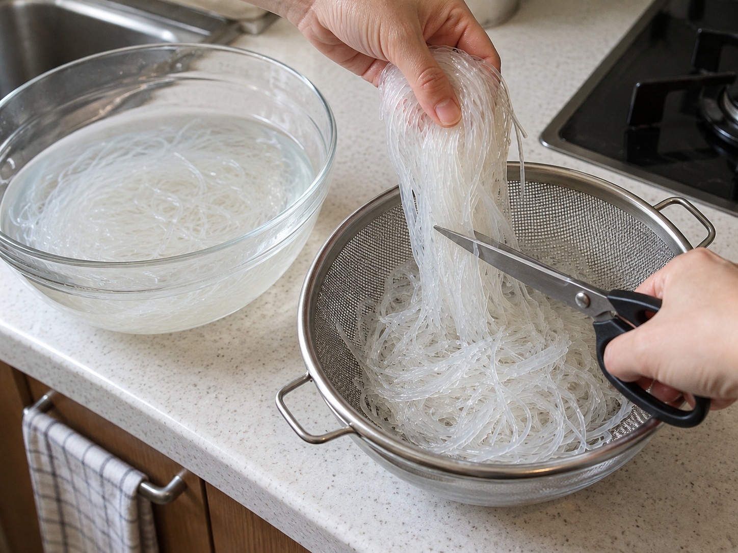 Thai Vegetable Spring Rolls — Soak noodles
