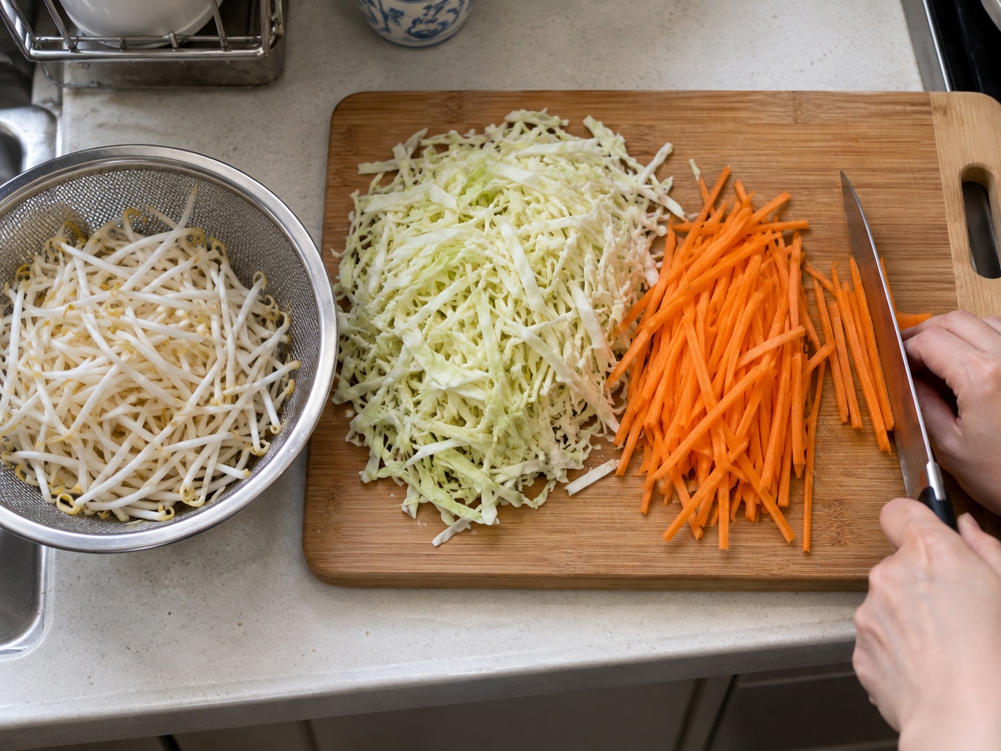 Thai Vegetable Spring Rolls — Cut vegetables