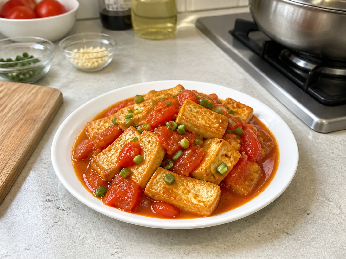 鮮茄煮豆腐 — 完成菜式