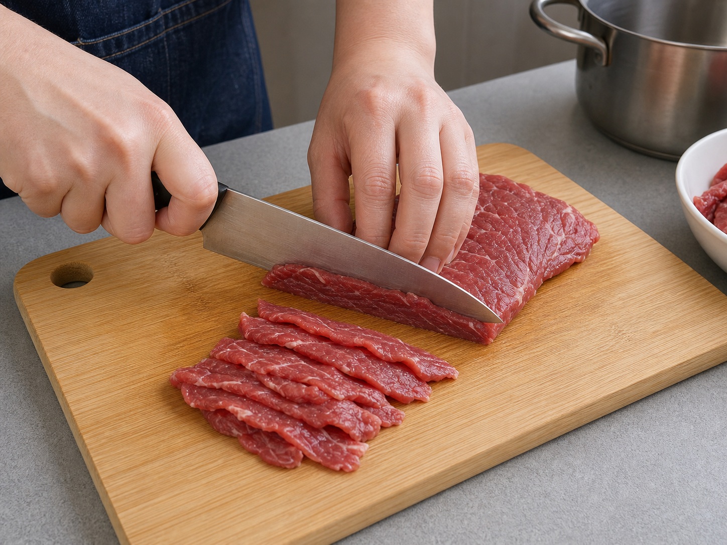 鮮茄薯仔牛肉湯:切牛肉