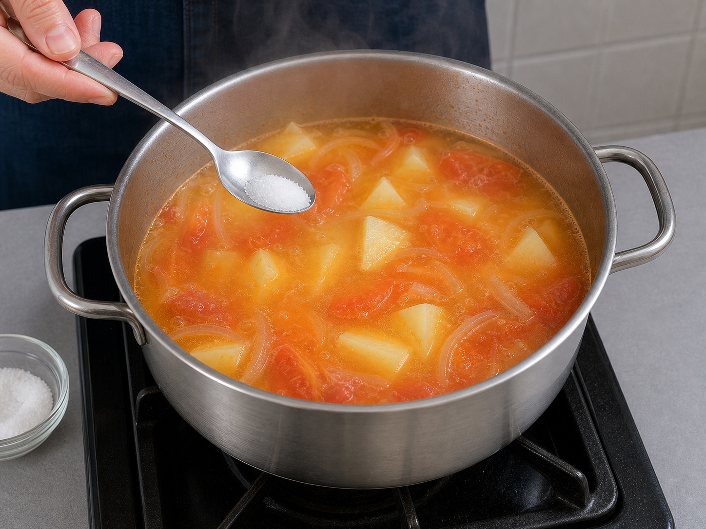鮮茄薯仔牛肉湯:調味湯底